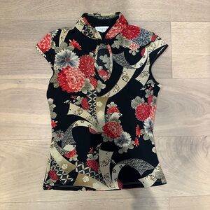 Vintage Mandarin Floral Top
